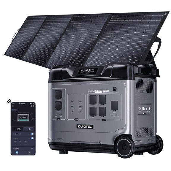 OUKITEL P5000 Pro 3600W Solar Generator 5120Wh Power Station with 1x400W Panel, 5000W Peak, 5 AC Outlets, 1800W Fast Charging, LiFePO4 Battery, Emergency Backup for Home Camping RV