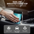 thumbnail image 2 of 18oz Travel Coffee Mug, 316 Stainless Steel Vacuum Insulated Tumbler with 2-in-1 Straw Lid & Strap, Liquid & Marble Print, 2 of 6