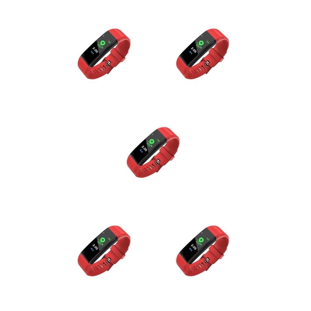 Transemion Bracelet Intelligent Étanche Montre Intelligente de Mise en Forme Fonction de Rappel Multifonctionnelle Bracelet Compatible Bluetooth Natation Course Rouge 5Ensemble