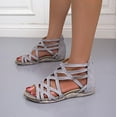 thumbnail image 2 of Sandals for Women Sandals Clearance Flat Lace Open-toe Women's Shoes with Zipper Roman Women's Sandals, 2 of 7