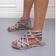 thumbnail image 1 of Zapatos planos de encaje con punta abierta para mujer con cremallera Sandalias romanas para mujer Wmkox8yii  nm3615, 1 of 7