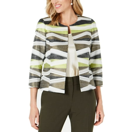 Womens Jacket Petite Open Front Jacquard Printed 4P