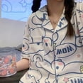 thumbnail image 3 of Sanrio-Conjunto de pijama de Hello Kitty Cinnamoroll, ropa de casa informal, cárdigan suelto, pantalones cortos de manga corta, sección delgada, Kawaii, Verano, 3 of 5