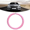 thumbnail image 3 of Soft Elastic Steering Wheel Cover for Women, Rhinestone Bling Leather Protector, Non-Slip Fashion Car Accessories, Universal Fit for Most Vehicles, Pink, 3 of 9