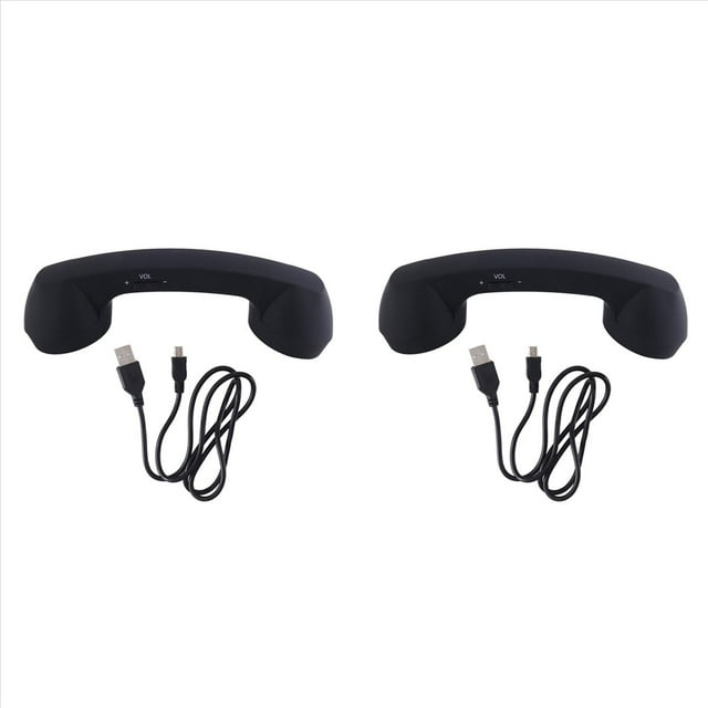 2X Combiné Téléphonique Rétro Sans Fil et Combiné Téléphonique Filaire Récepteurs Écouteurs pour Téléphone Mobile,2 x Combiné Téléphonique Rétro,Noir