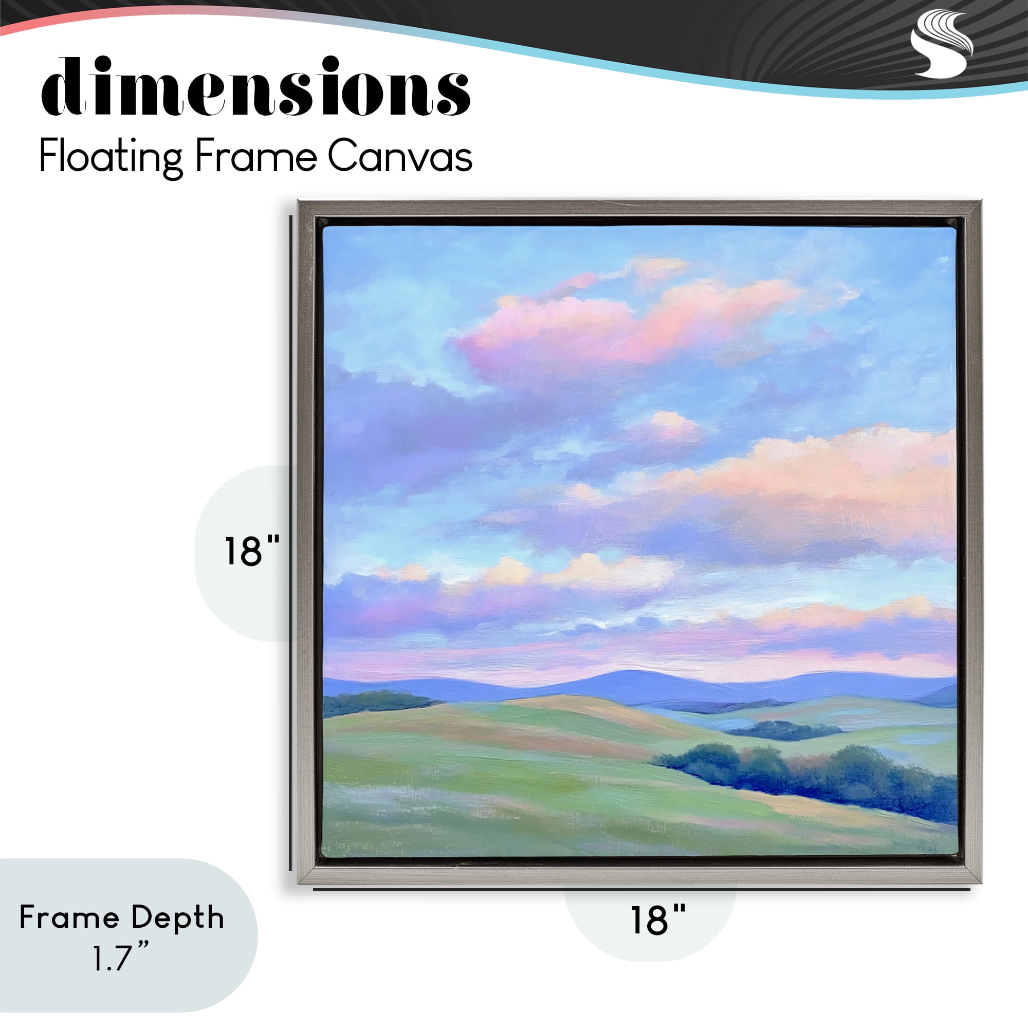 Stupell Industries Rolling Hills with Soft Sunset Gray Framed Floater Canvas Wall Art, design by Creative Studio