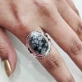 thumbnail image 4 of Natural Snowflake Obsidian Ring, Snowflake Obsidian Ring, Birthstone, Bohemian Band, 925 Sterling Silver, Womens Ring, Christmas, Thanksgiving, Handmade, Statement Jewelry, Natural Gemstone Ring, 4 of 6