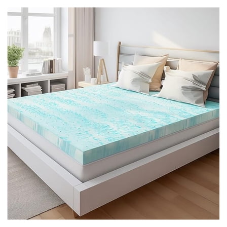 3 Inch Mattress Topper Twin XL Size, Gel Memory Foam Mattress Pad, Certified, Ventilated Bed Topper for Pressure Relief Back Pain, Blue