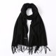 thumbnail image 3 of Bufanda de lana de cachemira para hombre y mujer, cálida, con pompón de bola de pelo de conejo, gruesa, tipo pashmina, de gran tamaño, para invierno, 3 of 5