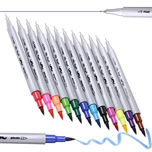 Mr. Pen- Dual Tip Brush Pens, 12 Colors, Brush Pens, Brush Markers, Dual Brush Pens
