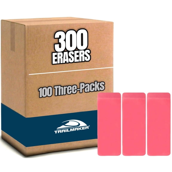 100 pack 3 Large Latex Free Pink Erasers for Writing, Note taking300 Erasers Total