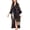 Black, variant on Women's Long Bath Robe Floral Chic Billowy Drop Shoulder Light Satin Bridal Bathrobe Printed Loungewear Black Small-X-Large
