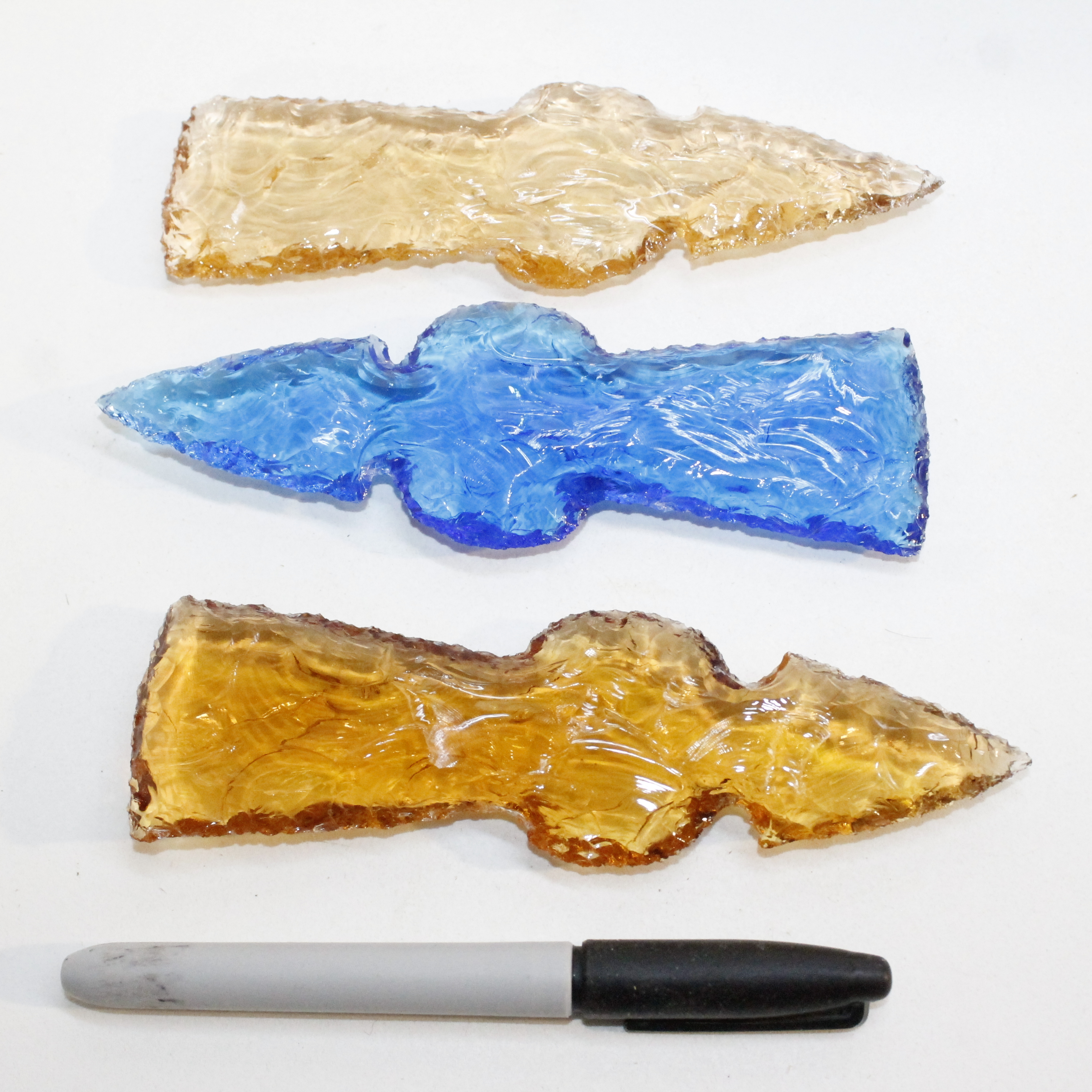 3 Glass Ornamental Tomahawk Heads #0019  Ax Axe Hatchet