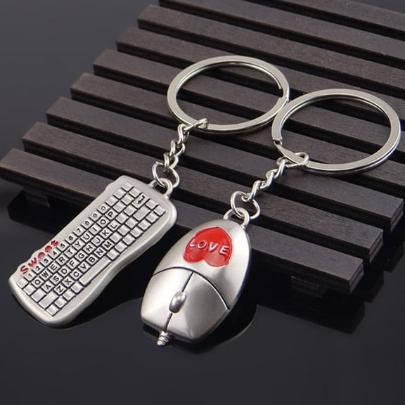 Computer Mouse Keyboard Model Keychain Alloy Tech Enthusiast Gift Office Desk Accessory Key Ring