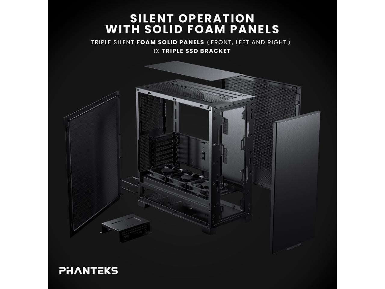 Phanteks XT Pro Silent, Mid-Tower Gaming Chassis, 3x M25-120 Black Fans Included, Closed Panels, USB-C 3.2 Gen2, Silent Case, Black
