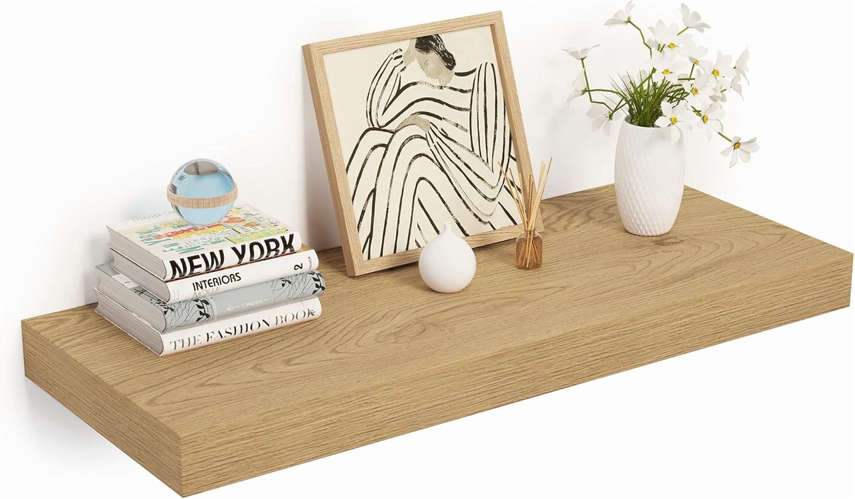 12" Deep Floating Shelves, 36 x 12 Inch Wall Mounted Long Floating Shelf with Invisible Brackets, for Home Decor, Bedroom, Kitchen, Living Room, Bathroom - 1 Pack, Rustic Brown
