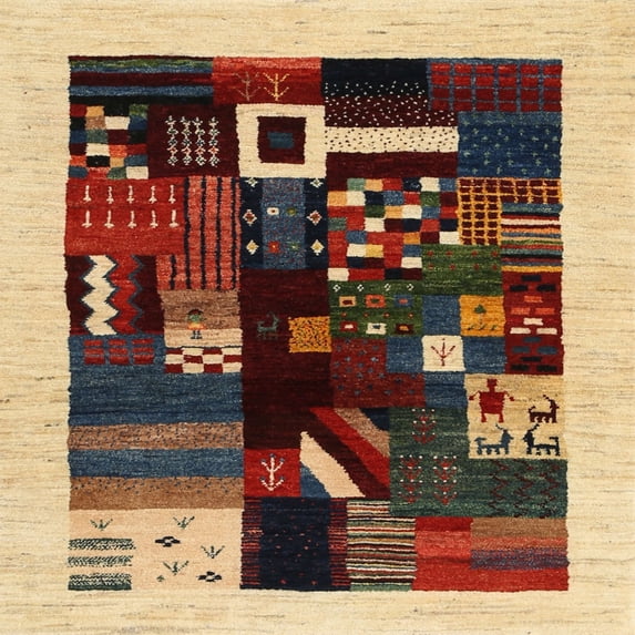 Ahgly Company Machine Washable Indoor Square Contemporary Vermilion Red Area Rugs, 8' Square