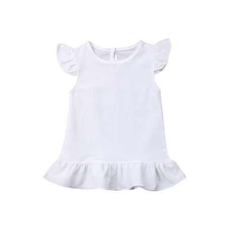 

1-6Y Toddler Kids Baby Girl Chiffon Dress Sleeveless Solid Dress Summer Children Casual Clothes