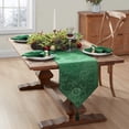 thumbnail image 2 of Elrene Home Fashions Poinsettia Elegance Jacquard Holiday Table Runner, Green, 13" x 70", 2 of 4