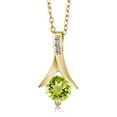 thumbnail image 4 of Gem Stone King 18K Yellow Gold Plated Silver Green Peridot and White Diamond Pendant and Earrings Jewelry Set for Women (2.60 Cttw with 18 inch Chain), 4 of 6