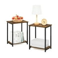 thumbnail image 3 of Furinno Just 3-Tier Industrial Metal Frame End Table with Storage Shelves, 2-Pack, Amber Pine, 3 of 7