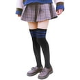 thumbnail image 5 of lian style women's 2 pairs over-the-knee thigh high knee-high cotton socks size 6-9 (white strip), 5 of 5