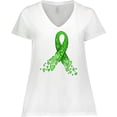thumbnail image 3 of Inktastic Mental Health Awareness Ribbon with Green Hearts Women's Plus Size V-Neck T-Shirt, 3 of 5