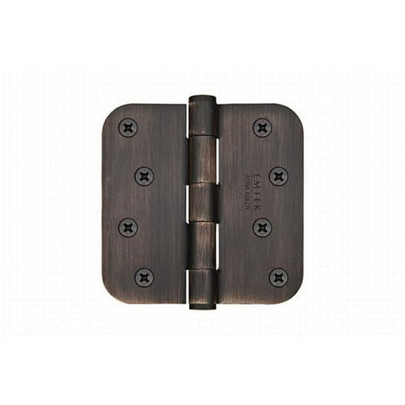 Emtek 91034US10B 4 x 4 in. - 0.625 in. Radius Steel Residential Duty Hinges, Oil Rubbed Bronze - Set of 2