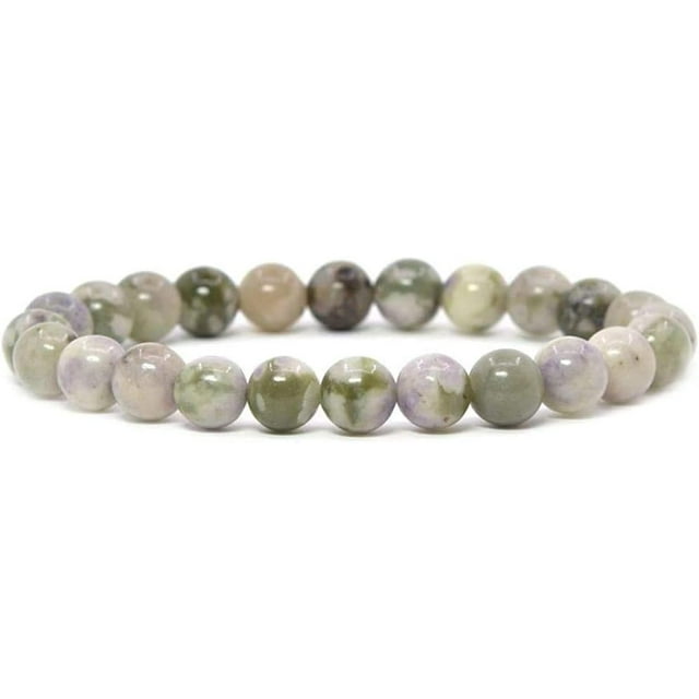 Bracelet Extensible Unisexe en Perles Rondes 8 mm en Jaspe de Paix Naturel