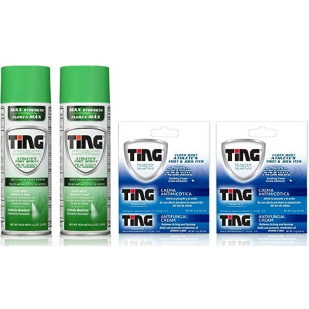 Ting Antifungal Spray Powder 4.50 oz & Cream 0.50oz for Athlete's Foot