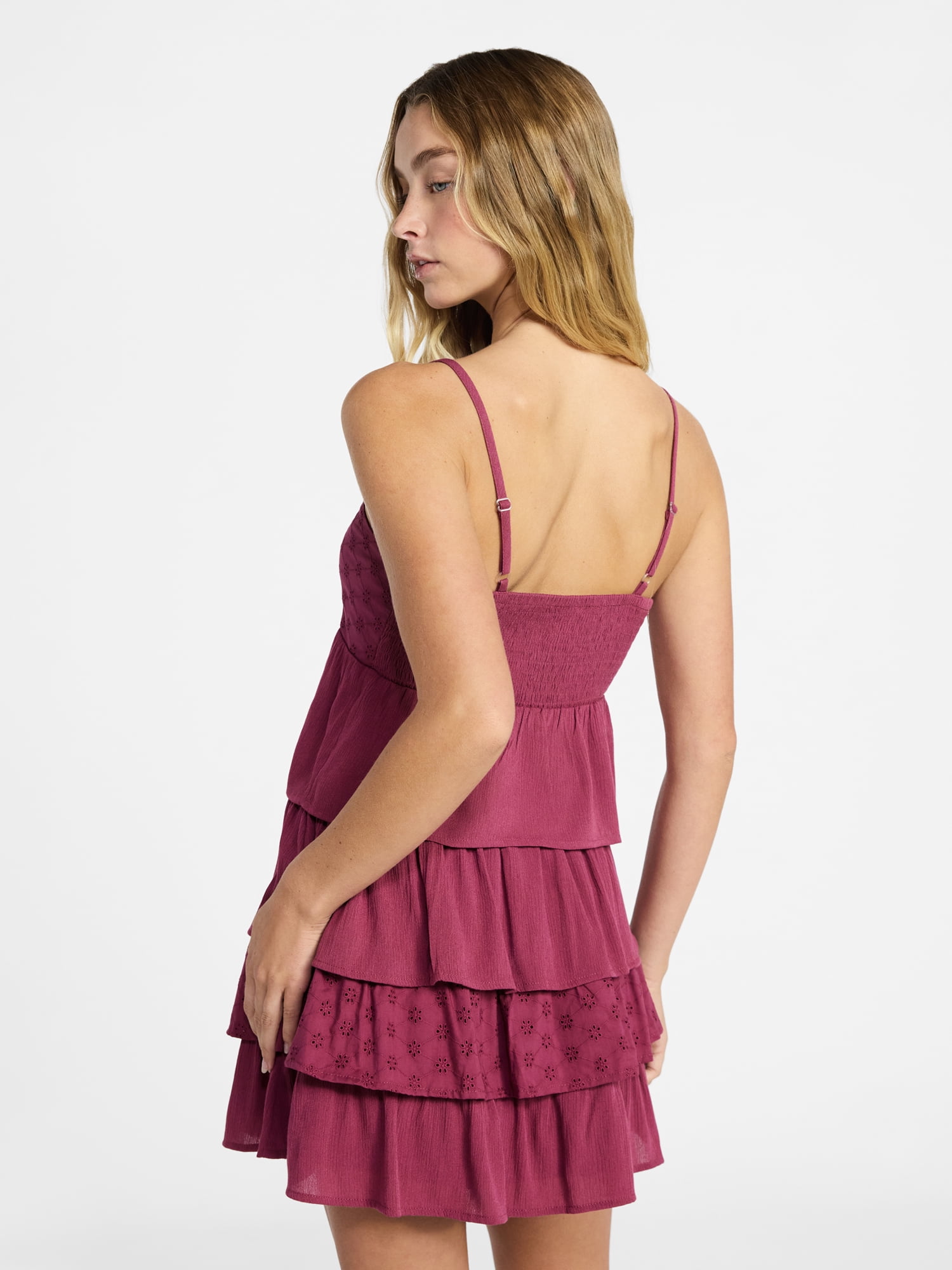 No Boundaries Woven Eyelet Cropped Cami and Mini Skirt Set, 2-Piece, Women's XXS-XXL