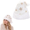 thumbnail image 2 of Snowflake Sequin Santa Hat for Adults Women Men, Plush Holiday Hats Personalized Christmas Hat Party Xmas Claus Hats, Soft Plush Velvet Xmas Hats, New Year Costume Party Decorations,Z3-Gold, 2 of 6