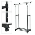 thumbnail image 4 of Mainstays Double Rod Garment Rack, Rolling Clothes Organizer, Black/Chrome, Flared Design, Adjustable Height,  Storage Long and Short Garments, 4 of 9