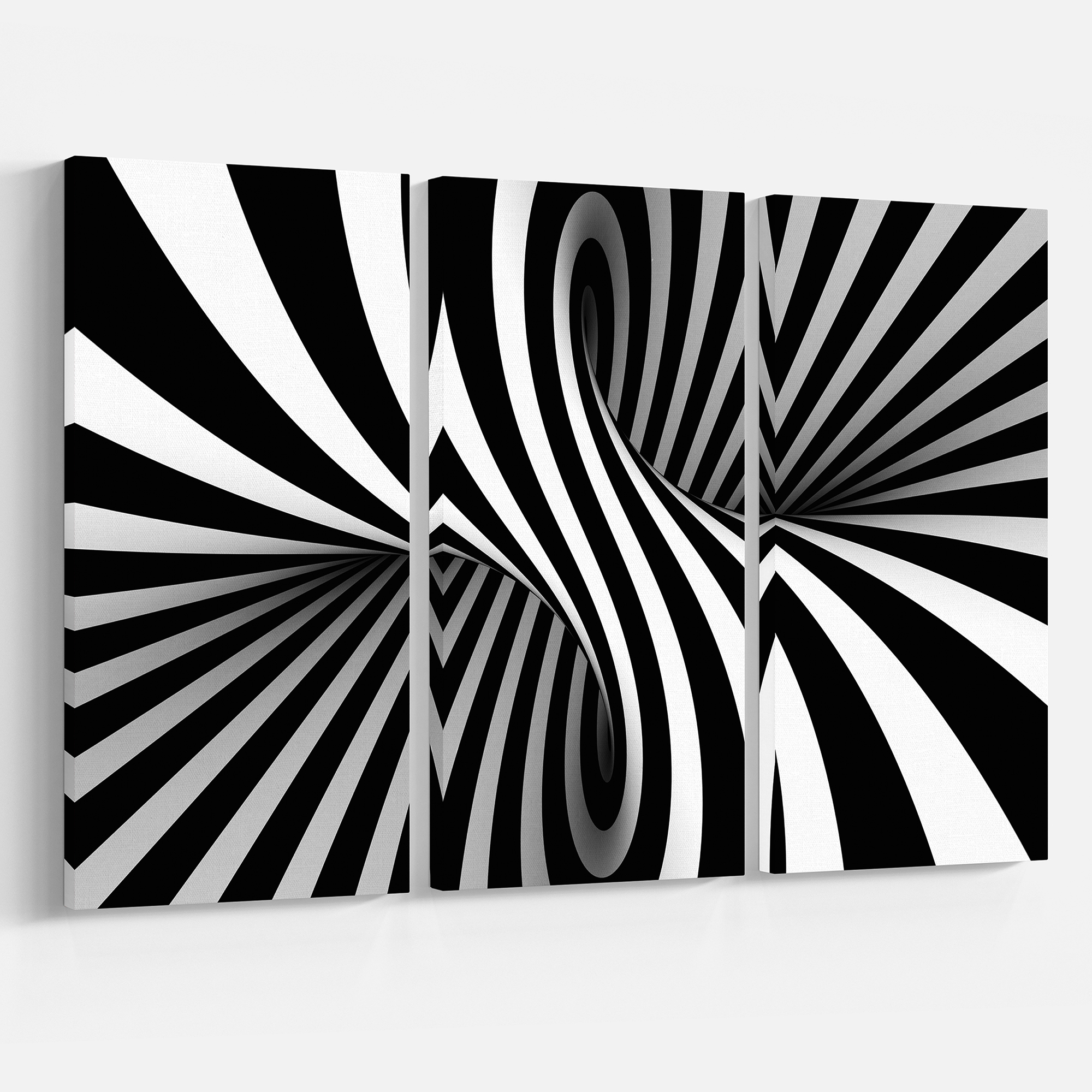 Designart 'Black and White Spiral ' Abstract Canvas Art Print