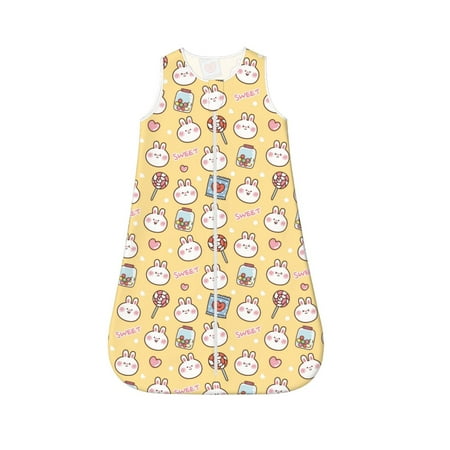 

Yiaed Rabbit And Candy Print Baby Sleep Sack Sleeveless Baby Sleeping Bag Toddler 2-Way Zipper Wearable Blanket for Infant Toddler Newborn-Large
