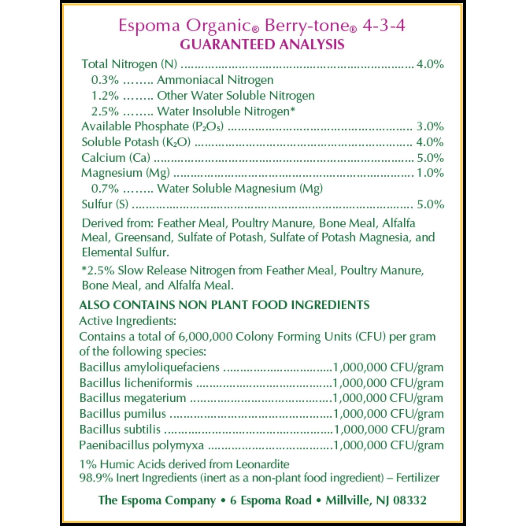 Espoma Berry Tone Natural & Organic Plant Food 4 lbs for Blueberries & Raspberries
