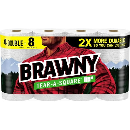 BRAWNY® TEAR-A-SQUARE® PAPER TOWELS, 4 DOUBLE ROLLS