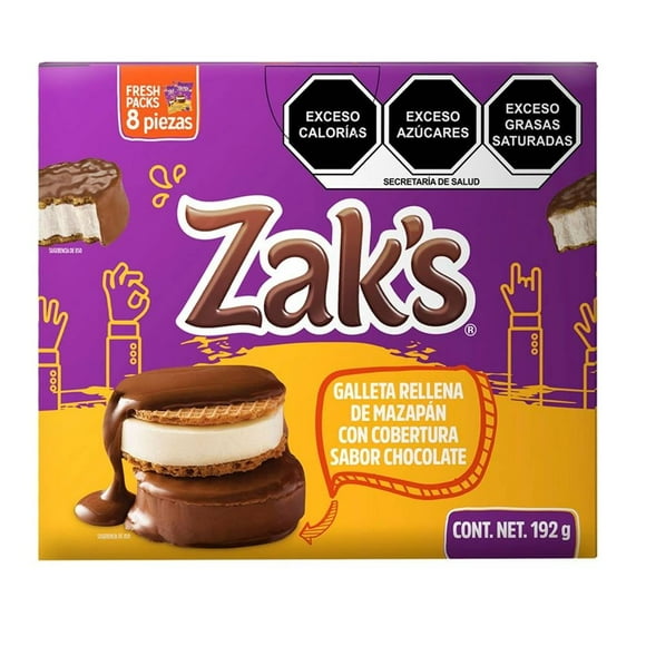 Galleta La Costeña Zaks Mini rellena de mazapán con cobertura sabor chocolate 8 pzas