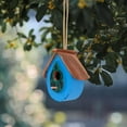 thumbnail image 4 of Lusxy Bird Houses Hand Carved Wood Birdhouses Hanging Bird House Outdoor Garden Patio Garden Decorative Pet Cottage Distressed Wooden Birdhouse for Outside Clearance Garden Country Cottages, 4 of 8