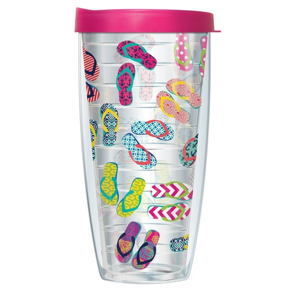 Summer Flip Flops w/ Hot Pink Lid Tumbler Cup 22 Oz | Fantastic Temperature Retention, Thermal Insulated! Dishwasher and Microwave Safe | BPA Free| Great Gift Idea
