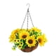 thumbnail image 1 of Flores artificiales en cesta colgante, adorno para jardín, plantas colgantes de imitación Amarillo, 1 of 9