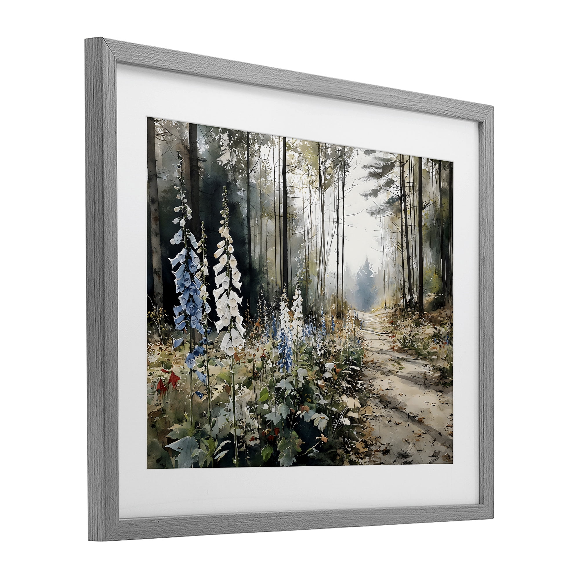 Stupell Industries Foxglove Path Sunlit Woods Gray Framed Print Under Glass, design by Franklyn Gregory