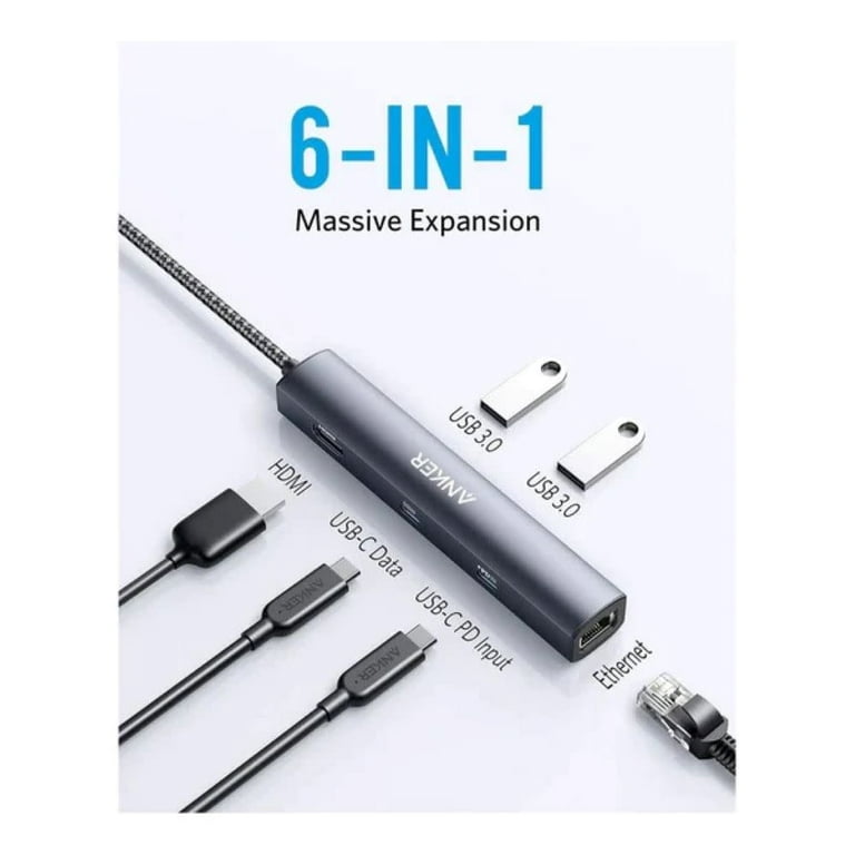 Anker 6-in-1 USB Hub Type-C, 6-Ports, Gray 