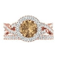 thumbnail image 2 of 1.92 ct Brilliant Round Cut Champagne 18K Rose Gold Halo Solitaire with Accents Engagement Bridal Wedding Ring Band Set size 8.75, 2 of 7
