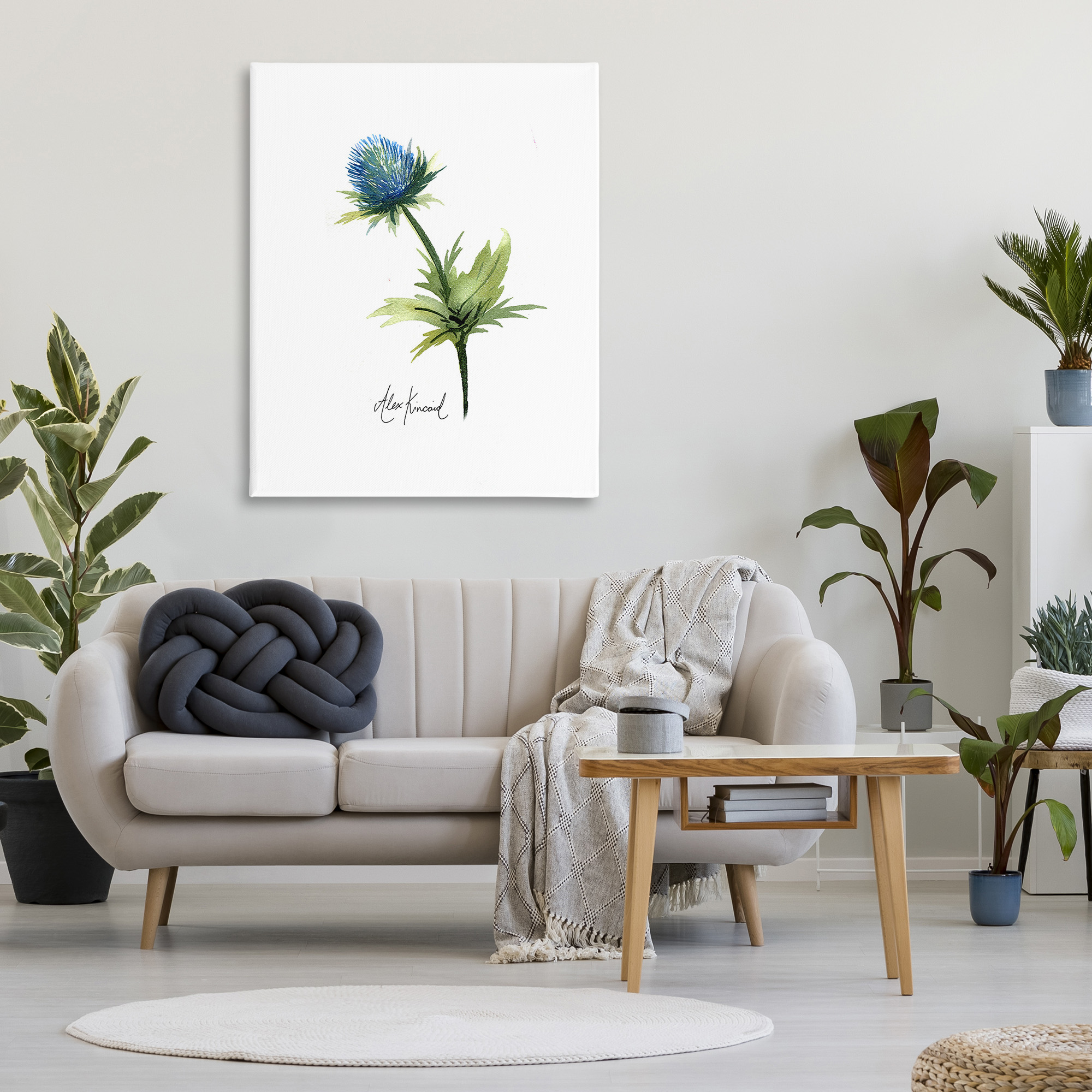 Stupell Industries Simple Thistle Watercolor Botanical & Floral Painting Gallery Wrapped Canvas Art Print Wall Art, 36 x 48