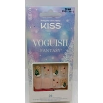KISS Voguish Fantasy Holiday, Press on Nails, I'll be Home, Beige, Short Squoval, 28 Count