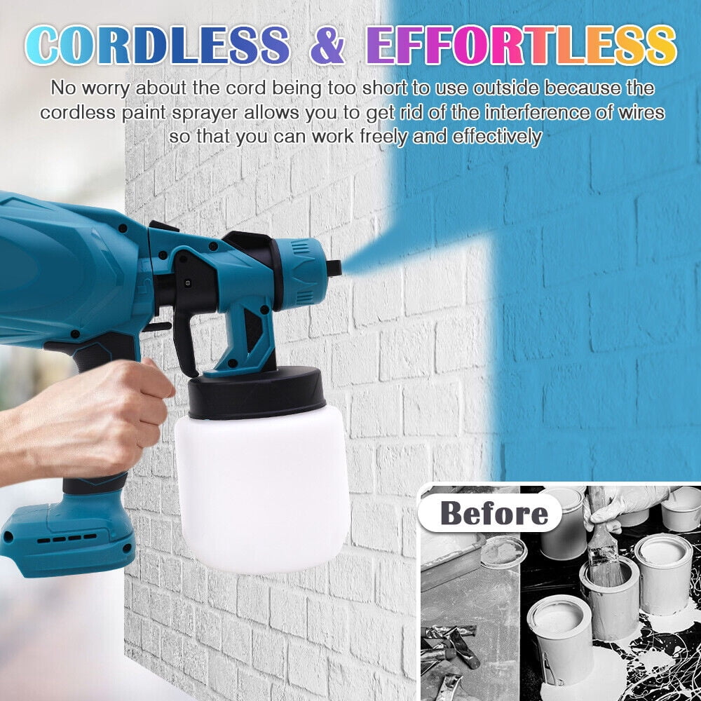 Cordless Paint Sprayer, Battery Paint Sprayer with 2 Batteries, Electric Airless Paint Spray Gun for Home Interior and Exterior, Fence, Cabinet, Wood