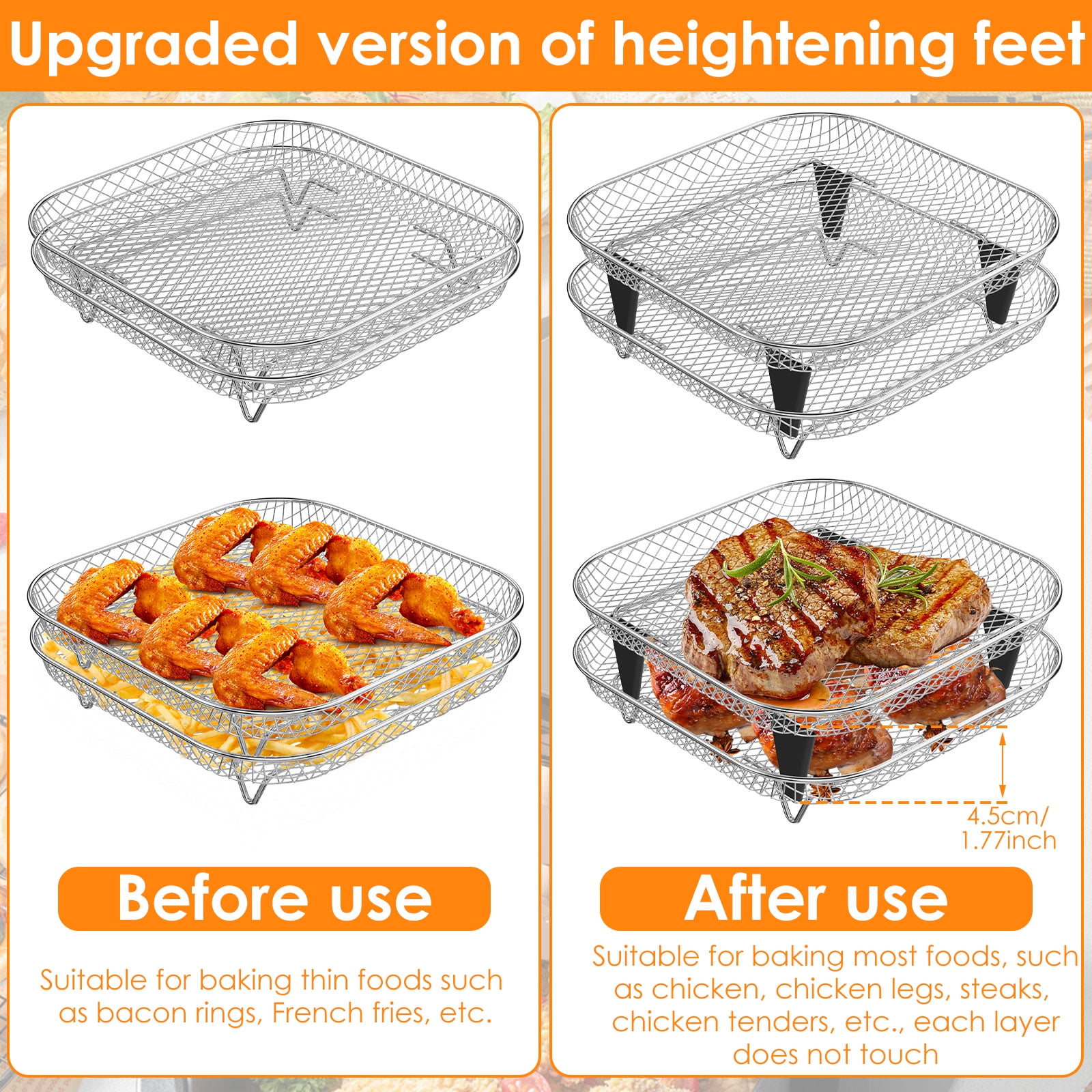 Xiyztok Air Fryer Racks, Stackable Design, Stainless Steel