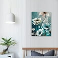 thumbnail image 4 of Creowell  Lotus Flower Canvas Wall Art for Living Room White and Indigo Blue Floral Picture Wall Decor for Dining Room Bedroom Bathroom Kitchen Print Painting for Home Decorations 16x20 in/12x16 in, 4 of 5