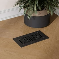 Renovators Supply Air Ventilation Grille | Cast Aluminum Victorian Walkable Floor Register | Luxurious Black Finish 10" x 5.5" Overall Ceiling Register